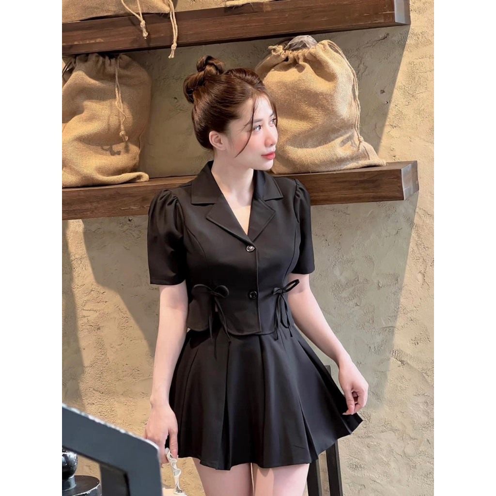 THỜI TRANG NỮ SÉT ÁO CỔ VÉT - CHÂN VÁY XÒE BIGSIZE 50-95KG