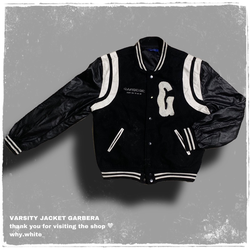 áo varsity jacket hiệu GARBEGE dạ phối tay da hai lớp dày dặn 🔥🔥🔥