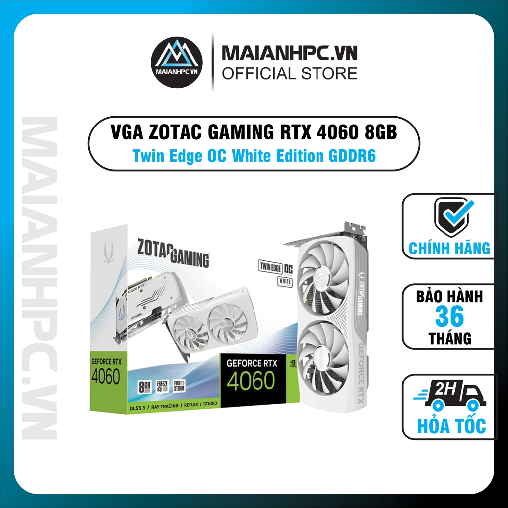 Card màn hình VGA ZOTAC GAMING GeForce RTX 4060 8GB Twin Edge OC White Edition | BigBuy360 - bigbuy360.vn