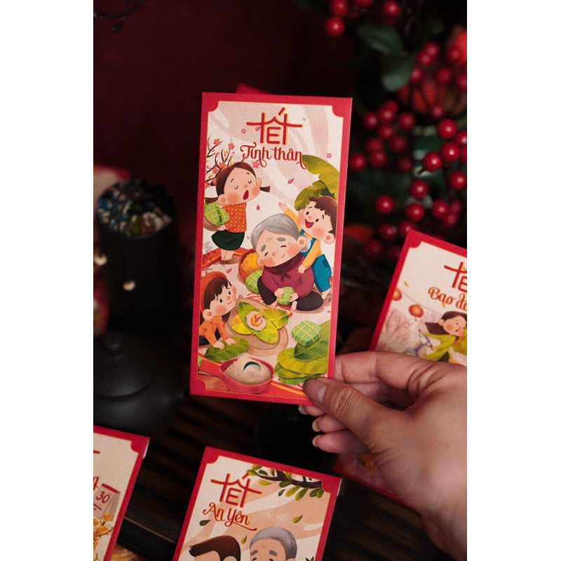 Lì xì Tết 2024  Lì xì Gia Đình C150 cán mờ dày đẹp, chất lượng in sắc nét