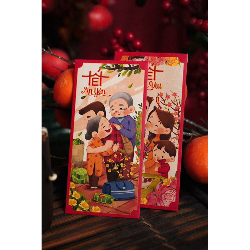 Lì xì Tết 2024  Lì xì Gia Đình C150 cán mờ dày đẹp, chất lượng in sắc nét