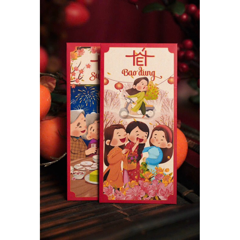 Lì xì Tết 2024  Lì xì Gia Đình C150 cán mờ dày đẹp, chất lượng in sắc nét