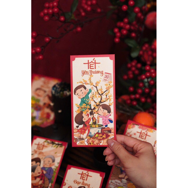 Lì xì Tết 2024  Lì xì Gia Đình C150 cán mờ dày đẹp, chất lượng in sắc nét