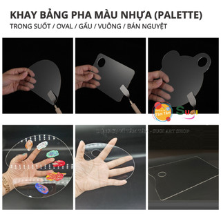 Bảng pha màu , bảng pha màu trong suốt , Palette pha maù acrylic , Sơn dầu , Vĩ pha màu phẳng Khay