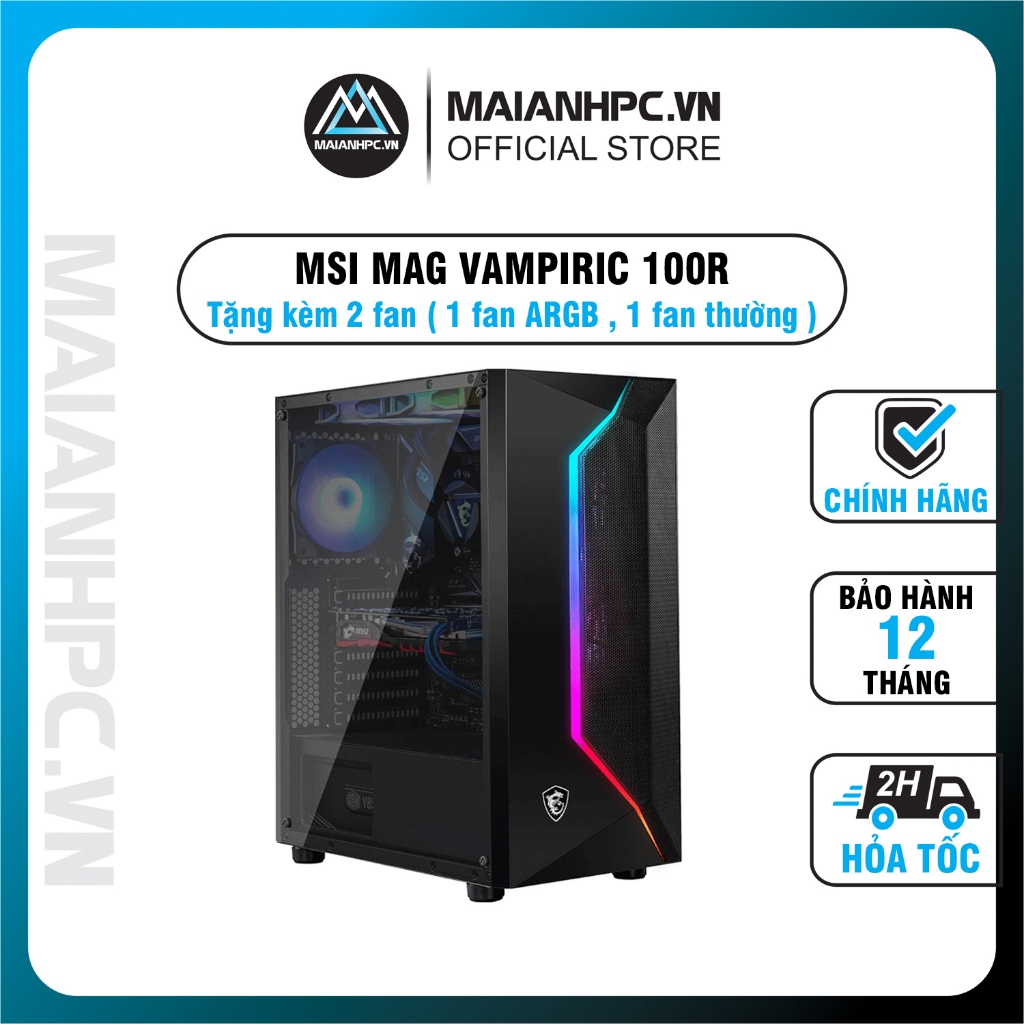 Case MSI FORGE 110R / VELOX 100P AIRFLOW / MAG VAMPIRIC 100R Tặng kèm 2 fan Hàng chính hãng MSI