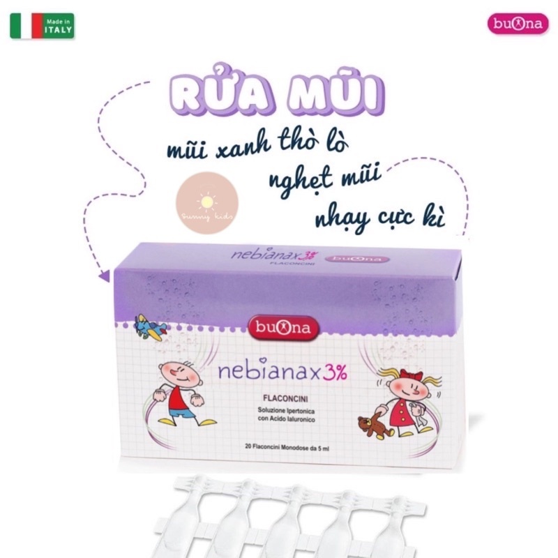 Dung Dịch Nhỏ Mũi Buona Nebianax 3% Flaconcini Nhập Khẩu Chính Hãng Từ Ý