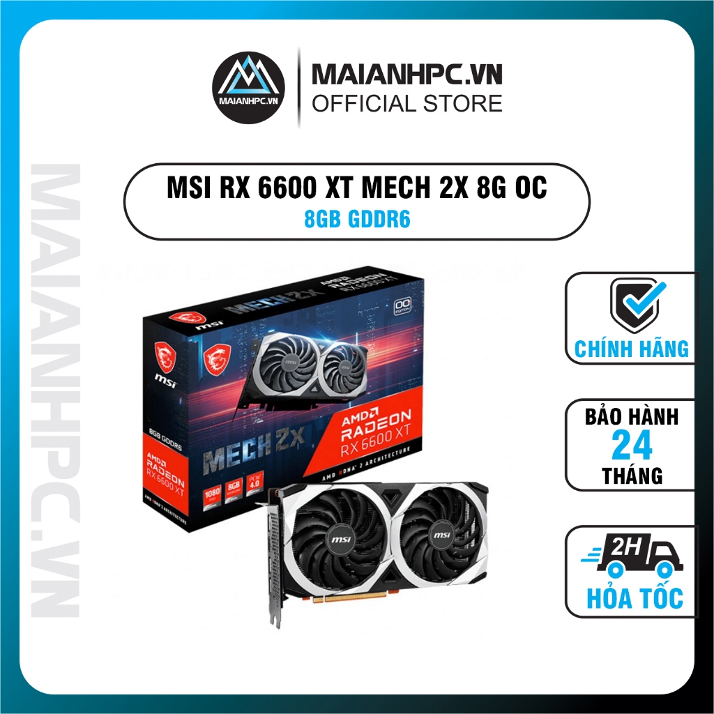 Vga card màn hình MSI RX 6600 XT MECH 2X 8G OC new chính hãng bảo hành 36 tháng