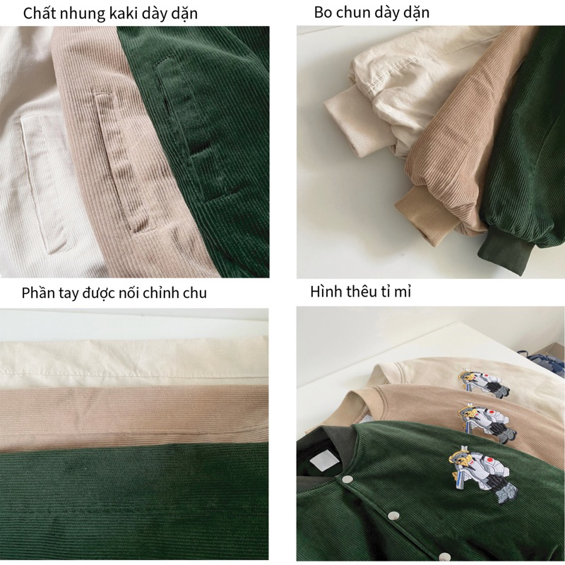 Áo khoác bomber bóng chày trần bông BEAR IN SS