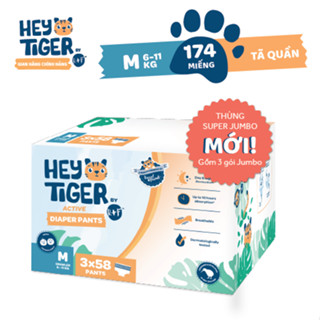 Thùng Tã/Bỉm Quần Hey Tiger Super Jumbo Size M (6-11kg) - 174 miếng