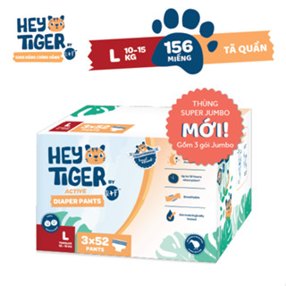 Thùng Tã/Bỉm Quần Hey Tiger Super Jumbo Size L (10-15kg) - 156 miếng
