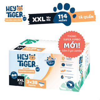 Thùng Tã/Bỉm Quần Hey Tiger Super Jumbo Size XXL (>16kg) - 114 miếng