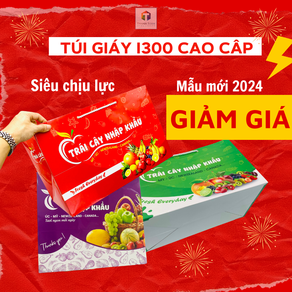 Túi giấy đựng hoa quả, đựng trái cây nhập khẩu size 1kg, 3kg 5kg cho các shop hoa quả sạch. túi giấy ivory 300 loại dày