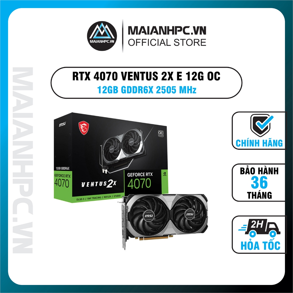 VGA card màn hình MSI RTX 4070 VENTUS 2X E 12G OC hàng chính hãng bảo hành 36th
