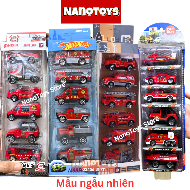 Đồ chơi xe sắt cứu hỏa, quân sự, công trình, xe tải hạng nặng, cảnh sát - set 4, 6, 8 xe - NANOTOYS STORE