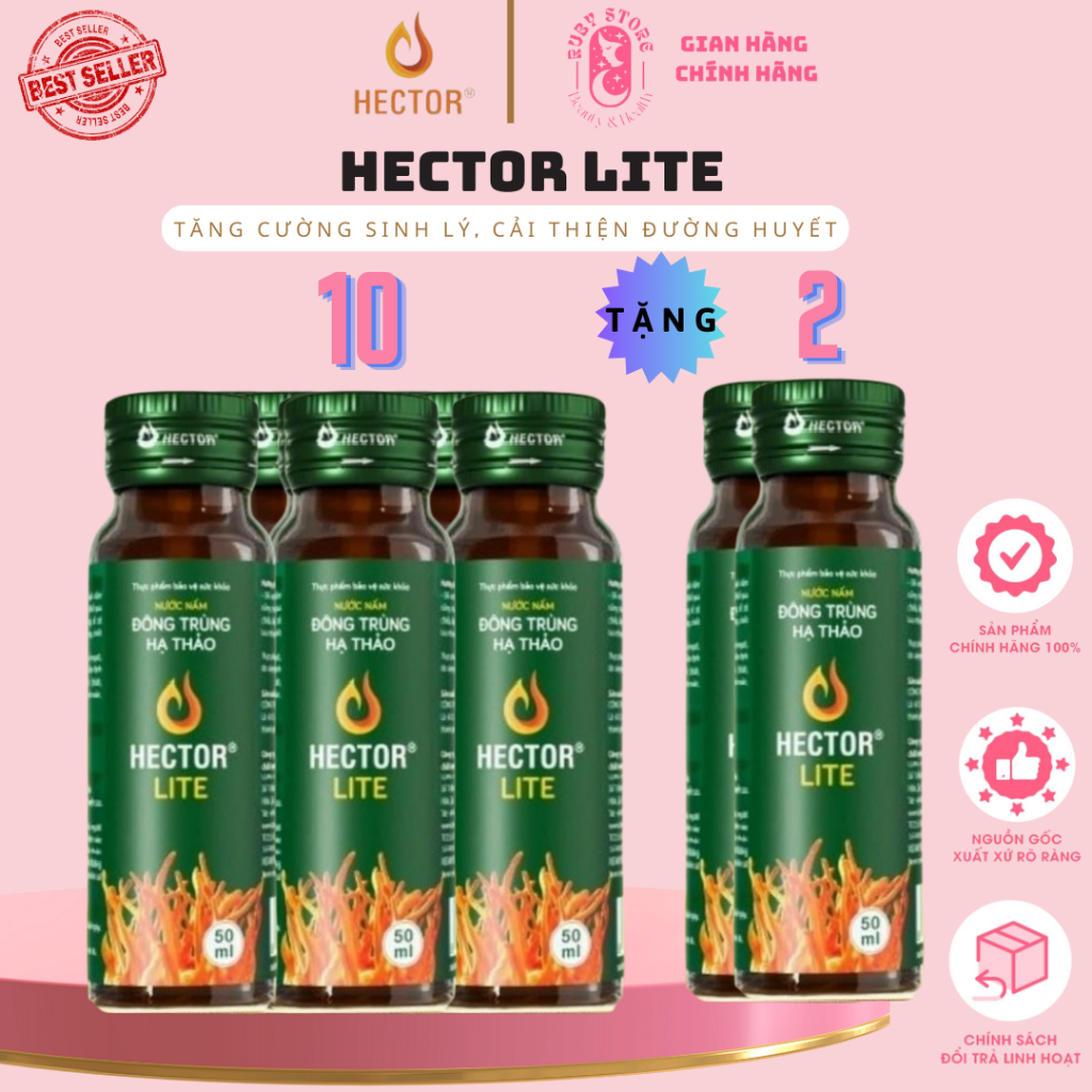 Dùng Thử - 1 Chai HECTOR Nước Uống Đông Trùng Hạ Thảo Sâm - Collagen - Lite - Collagen Plus 50ML