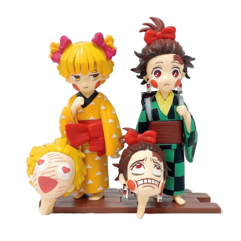 Mô hình Kamado Tanjiro và Agatsuma Zenitsu 12cm giả gái Kimetsu No Yaiba Thanh Gươm Diệt Quỷ