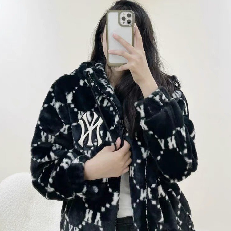 🔥Hot🔥 Áo Khoác Lông M.L.B NY Mềm Mượt Bản Chuẩn - Áo khoác thỏ in nổi NY siêu hot dáng rộng chất dày dặn Dễ phối đồ