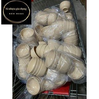 combo 10 Chén Nhựa Melamine Cơm Chén Chè Màu Nâu