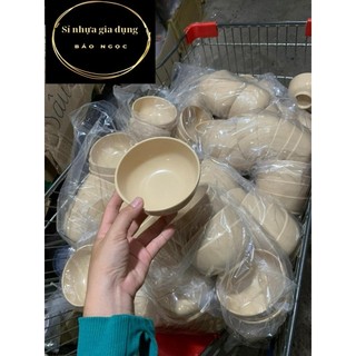 combo 10 Chén Nhựa Melamine Cơm Chén Chè Màu Nâu