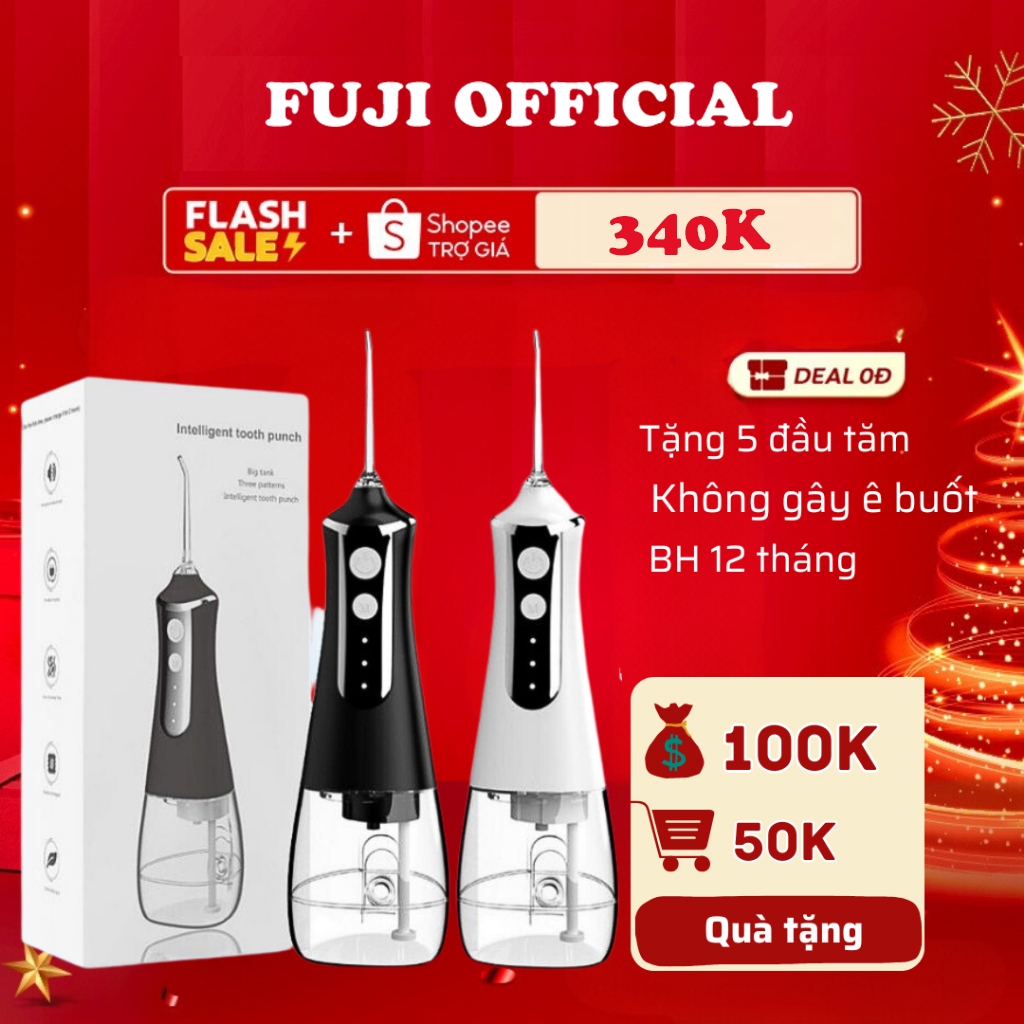 Tăm nước Kaw kèm 5 đầu xịt đa năng có 3 chế độ dung tích lớn 300ml bản cao cấp mẫu mới công nghệ tia nước sạch X5 Lần