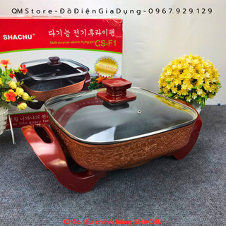 Chảo điện đa năng Shachu CS-F1 Chính Hãng , Bếp lẩu nướng điện dùng nấu canh xào hấp QM Store