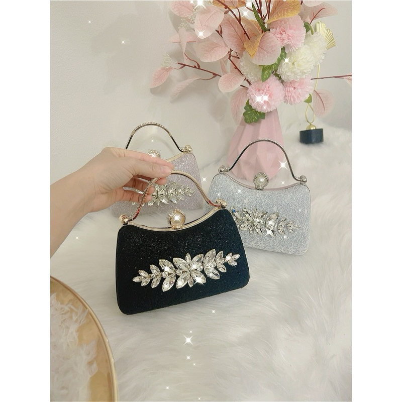 Túi xách kim sa đính đá t065 siêu xinh