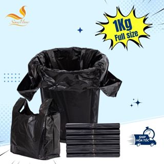 [1kg] Túi Nilon đen có quai đựng rác, túi đóng gói hàng tiện lợi