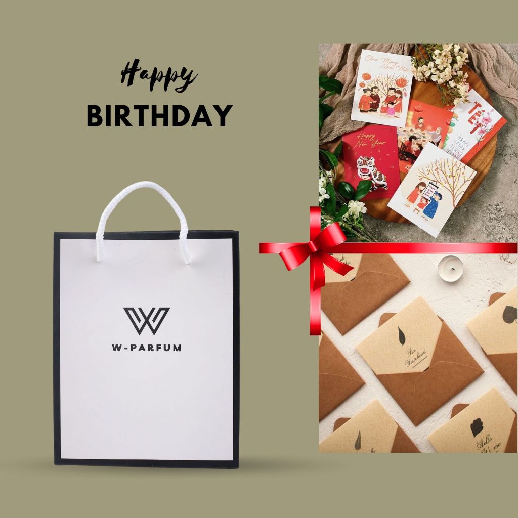 Phụ Kiện Túi W-PARFUM OFFICIAL kèm thiệp Sinh Nhật, thiệp Chúc Tết