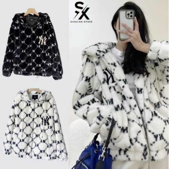 🔥Hot🔥 Áo Khoác Lông M.L.B NY Bản Chất Lượng 2 Lớp , Áo Khoác NY chính hàng chất nỉ dày dặn form rộng áo khoác nam nữ