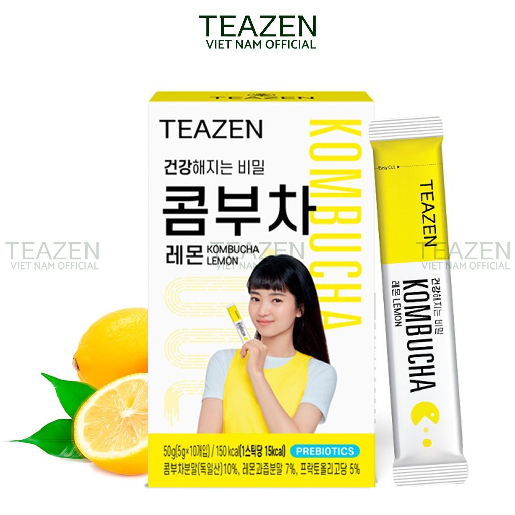 Trà Kombucha Hàn Quốc,Không Đường,Hỗ Trợ Tiêu Hoá,Tăng Cường Hệ Miễn Dịch,Teazen Kombucha Lemon Hộp 