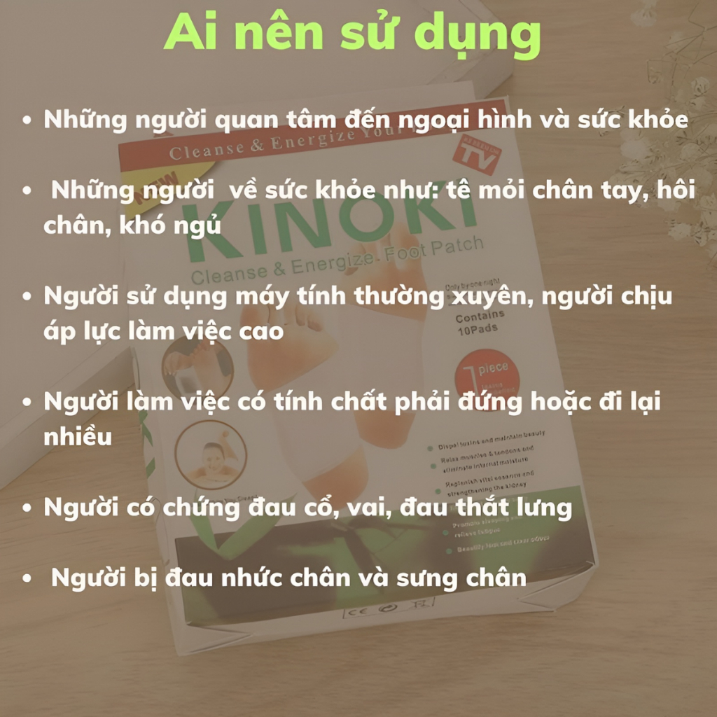 10 Miếng Dán Chân Thải Độc Nhật Bản Kinoki Detox Foot Patch - Ngủ Ngon, Thư Giãn, Giảm Đau Nhức, Tê Bì Chân