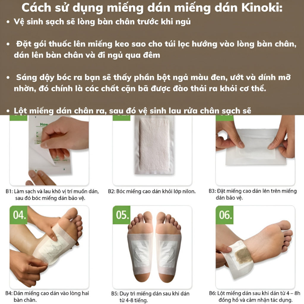 10 Miếng Dán Chân Thải Độc Nhật Bản Kinoki Detox Foot Patch - Ngủ Ngon, Thư Giãn, Giảm Đau Nhức, Tê Bì Chân