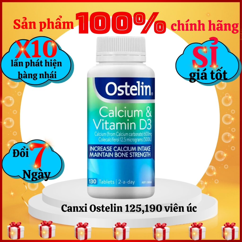 Canxi bầu, Canxi Ostelin bà bầu Calcium & Vitamin D3 bổ sung canxi hộp 190