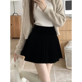 Chân váy Nhung xếp ly nhỏ cạp cao