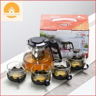 Bộ ấm trà thuỷ tinh 5 món - đến ly nhựa abs chống va đập sang trọng tao nhã