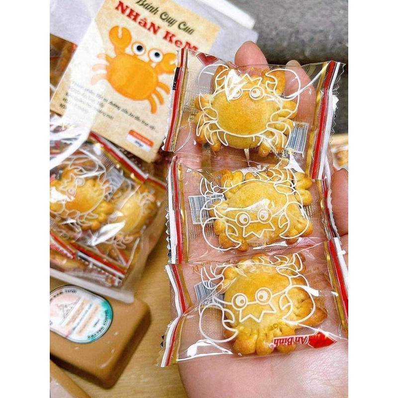 500G Bánh Cua Nhân Kem Bơ Sữa , Bánh Cua Kem Bơ Sữa , Bánh Quy Cua Nhân Kem, Bánh Con Cua
