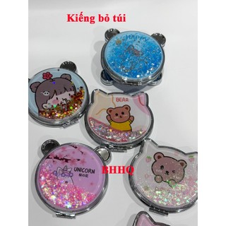 Gương trang điểm mini kim tuyến 2 mặt kiếng phóng to