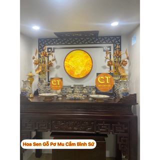 Hoa Sen Gỗ PơMu Cắm Bình Sứ ( không kèm Bình )