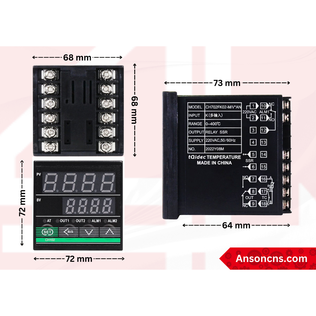 Bộ Đồng Hồ Điều Khiển Nhiệt Độ CH702 - Hiệu TSG