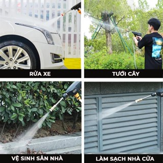 Máy rửa xe cầm tay dùng pin may rua xe gia đình mini máy rửa xe mini áp