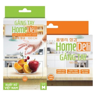 Bao Tay Nilon Tiện Lợi Trong Suốt Hộp 100 Cái - găng tay thực phẩm xốp nhựa dùng 1 lần làm bếp homedeli tự phân hủy