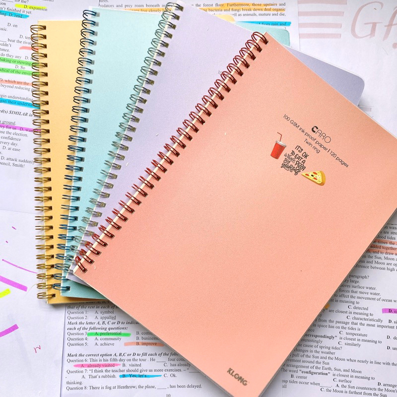 Vở lò xo kép Caro 5x5 B5  mm bìa nhựa 120 trang Klong 575 / Sổ Caro Klong MS575