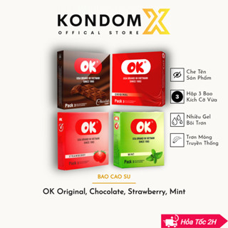  Bao cao su OK siêu mỏng hương thơm Made In Việt Nam hộp 3 bcs các loại 