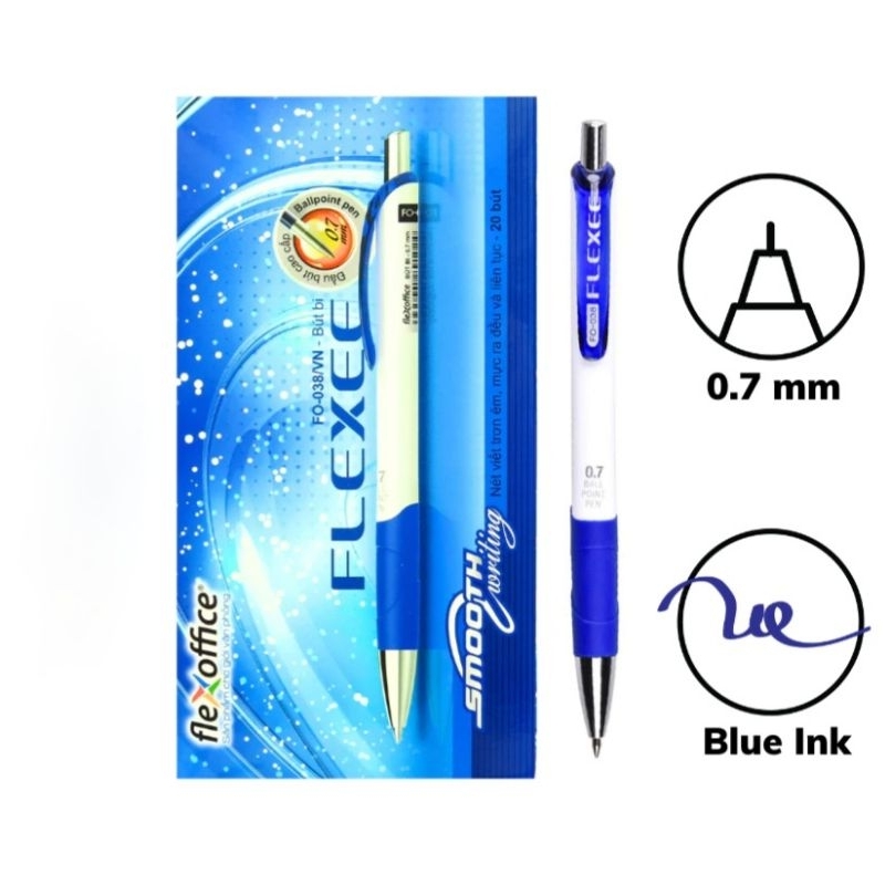 Hộp 20 Bút bi 𝑻𝒉𝒊𝒆̂𝒏 𝑳𝒐𝒏𝒈 Flexee FO-038