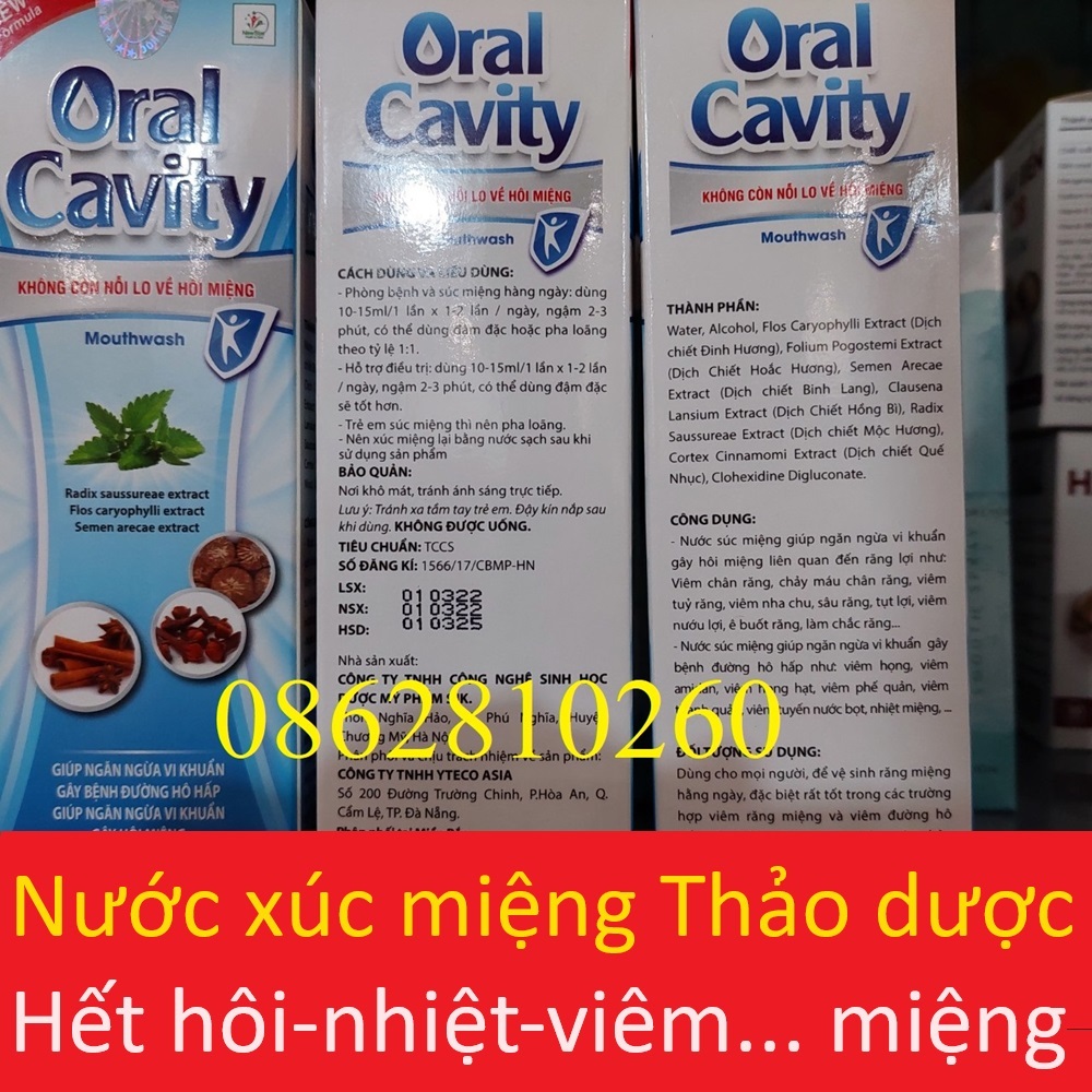 Nước súc miệng Oral Cavity lọ 250ml xúc miệng thảo dược chính hãng