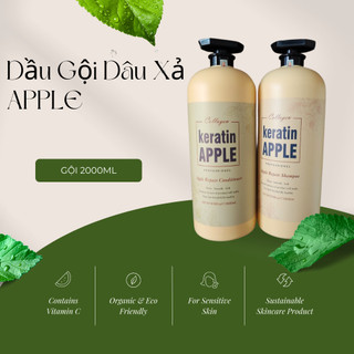 Cặp dầu gội xả collagen keratin apple 2000ml giảm rụng tóc, kích mọc tóc, phục hồi tóc hư tổn