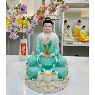Tượng phật dược sư 30cm màu xanh ngọc