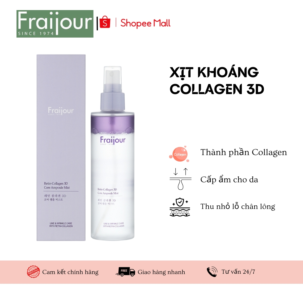 Xịt Khoáng Trắng Da Collagen 3D Fraijour Retinol Core Ampoule Mist 200ml