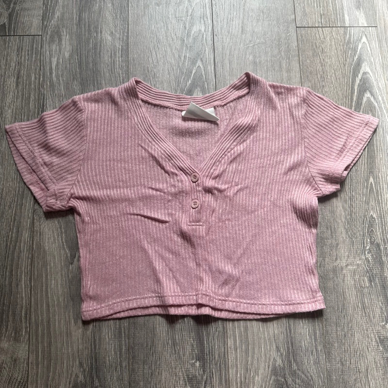 ( 2hand ) áo thun croptop hồng baby Funky Town 💞