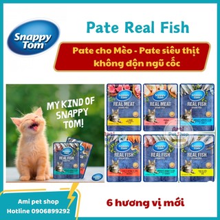 (Chính hãng) Pate Snappy Tom Real Fish/ Meat 85g, thức ăn cho mèo mọi lứa tuổi, bổ sung Protein và Taurine.